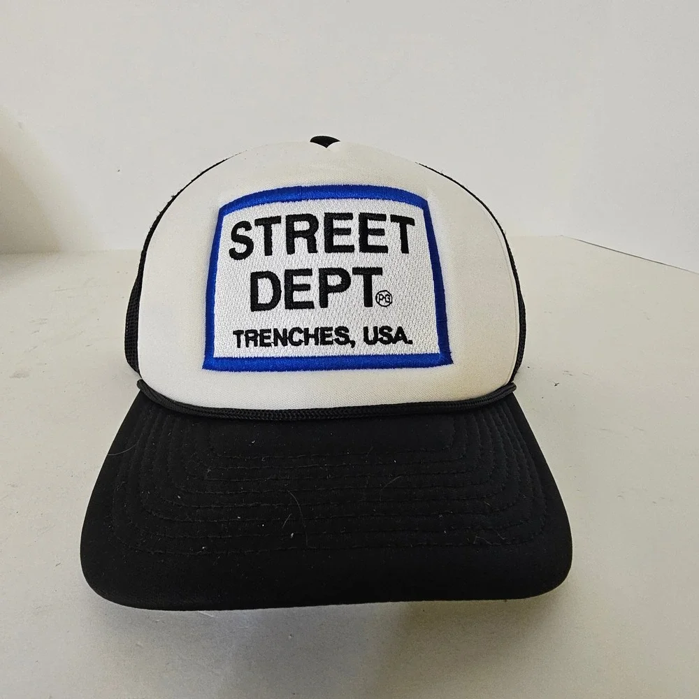 Decky Street Dept Trenches USA Trucker Hat Black White Snapback Cap 6025